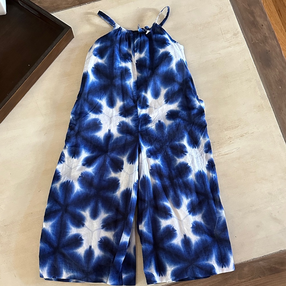Janie and Jack Blue and White Tie-Dye Romper
